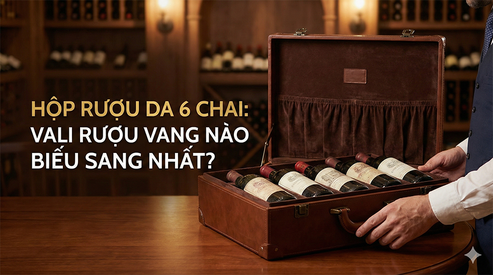 Hộp rượu da 6 chai: Vali rượu vang nào biếu sang nhất?