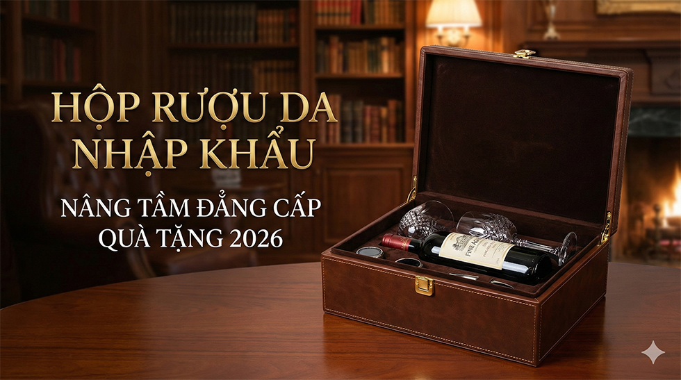 Hộp rượu da nhập khẩu: Nâng tầm đẳng cấp quà tặng 2026