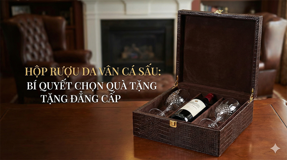 Hộp rượu da vân cá sấu: Bí quyết chọn quà tặng Đẳng cấp