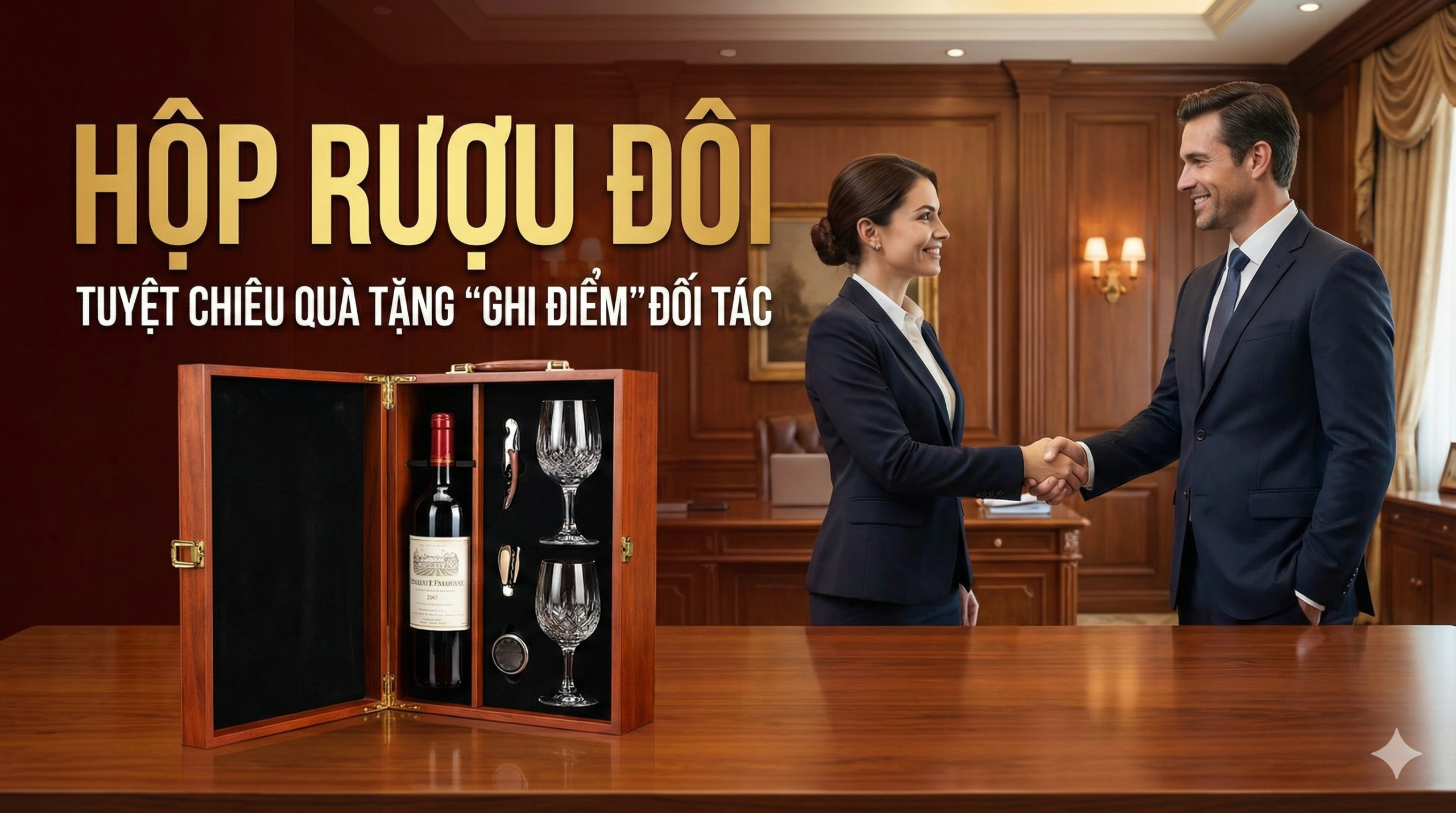 Hộp rượu đôi: Tuyệt chiêu quà tặng "ghi điểm" đối tác