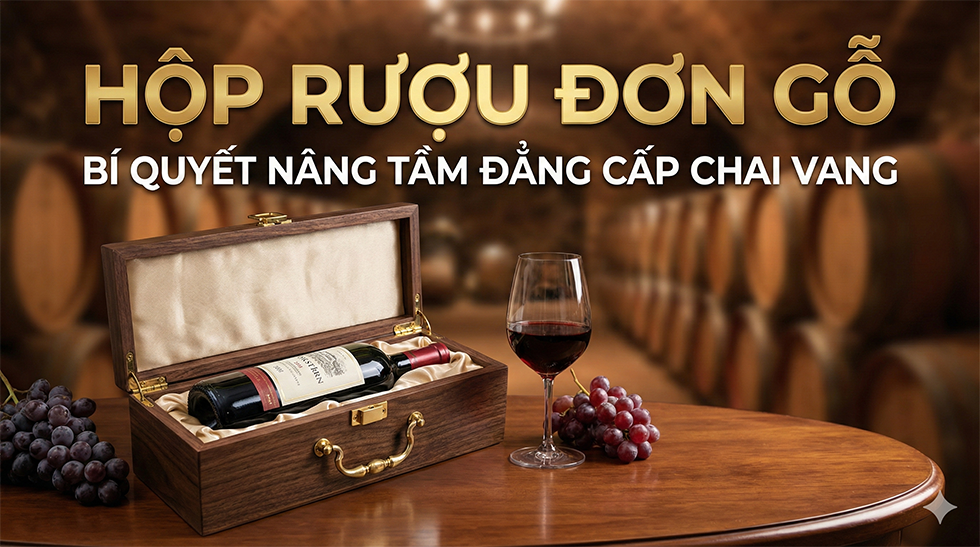 Hộp rượu đơn gỗ: Bí quyết nâng tầm đẳng cấp chai vang