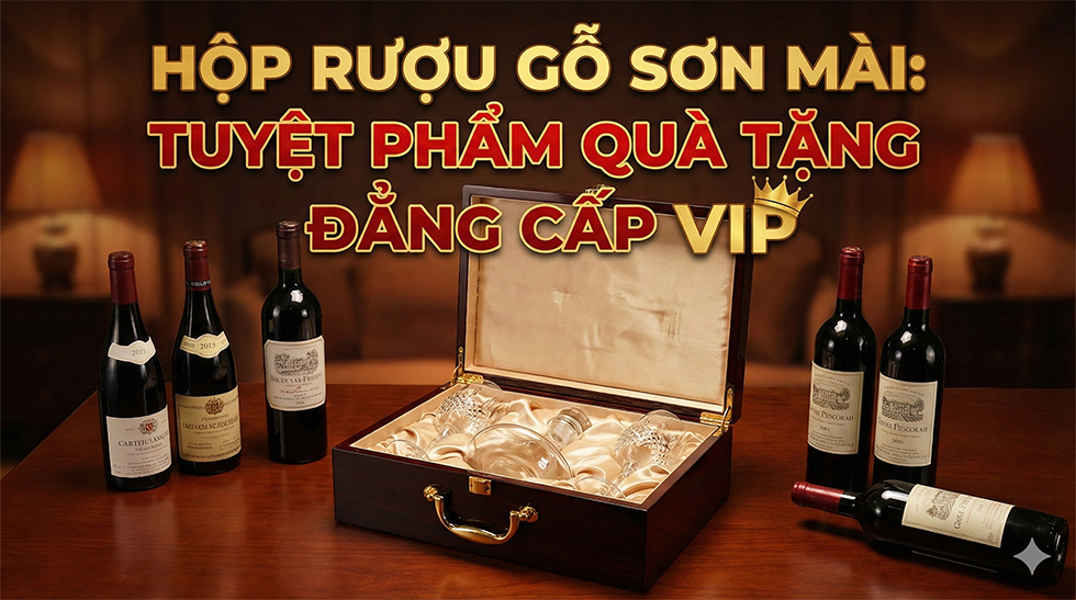 Hộp rượu gỗ sơn mài: Tuyệt phẩm quà tặng đẳng cấp VIP
